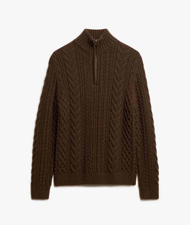 Vintage Jacob Half-Zip-Pullover mit Zopfmuster Vintage Jacob Half-Zip-Pullover mit Zopfmuster