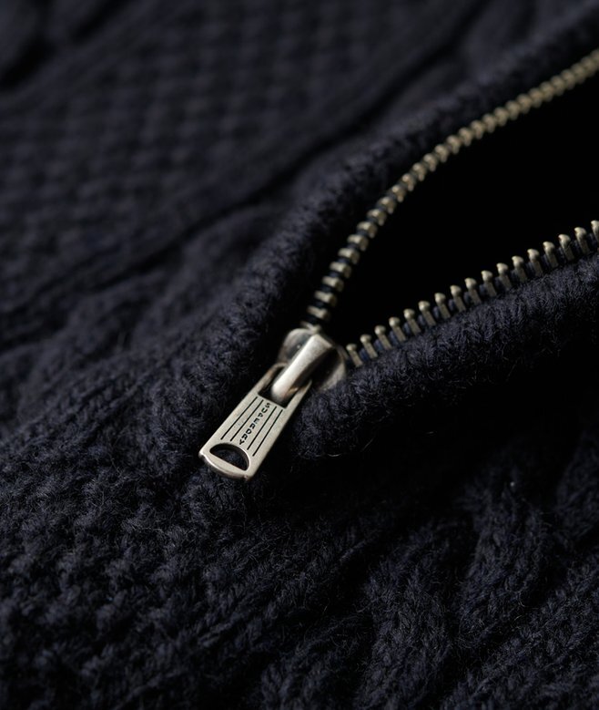 Vintage Jacob Half-Zip-Pullover mit Zopfmuster Vintage Jacob Half-Zip-Pullover mit Zopfmuster
