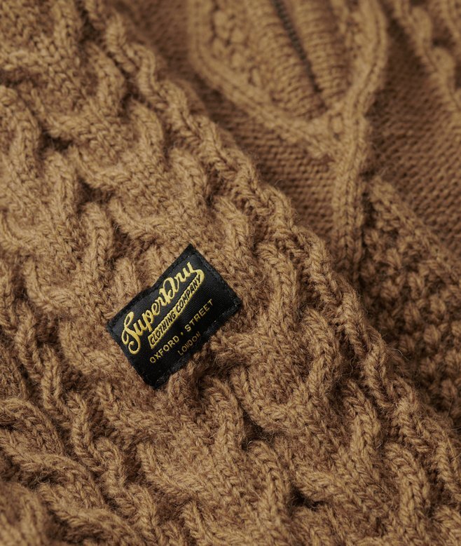 Vintage Jacob Half-Zip-Pullover mit Zopfmuster Vintage Jacob Half-Zip-Pullover mit Zopfmuster