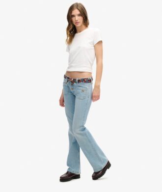 Vintage-Jeans aus Organic Cotton mit niedriger Leibhöhe und schmalem Schlag