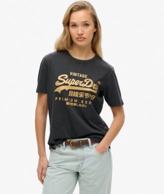 Vintage-Logo-T-Shirt in Metallic-Optik mit lockerer Passform Vintage-Logo-T-Shirt in Metallic-Optik mit lockerer Passform
