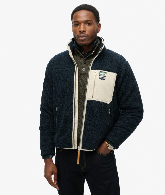 Vintage Retro Borg Fleece-Jacke Vintage Retro Borg Fleece-Jacke