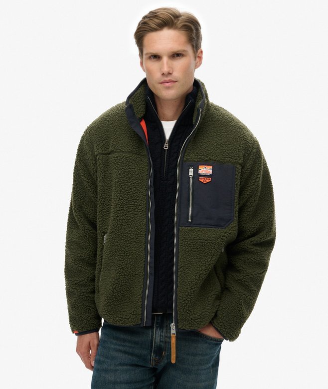 Vintage Retro Borg Fleece-Jacke Vintage Retro Borg Fleece-Jacke