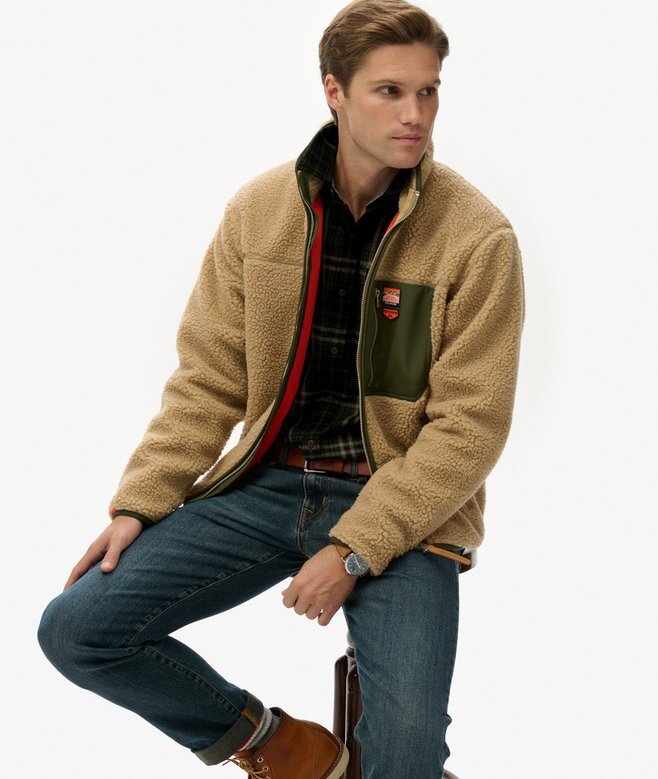 Vintage Retro Borg Fleece-Jacke Vintage Retro Borg Fleece-Jacke