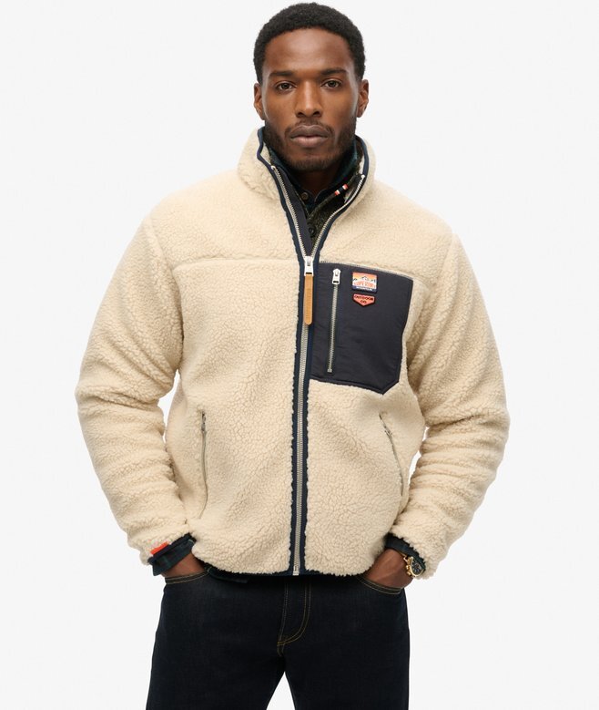 Vintage Retro Borg Fleece-Jacke Vintage Retro Borg Fleece-Jacke