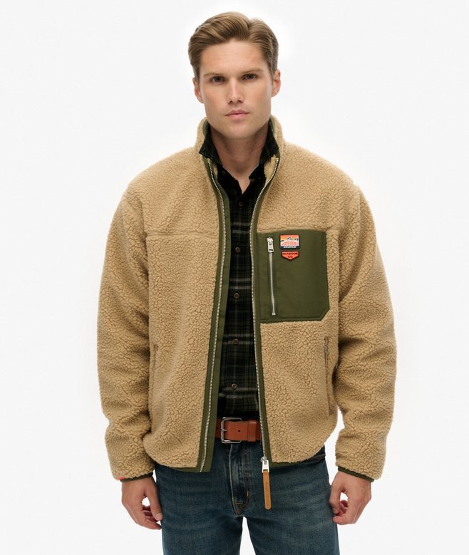 Vintage Retro Borg Fleece-Jacke Vintage Retro Borg Fleece-Jacke