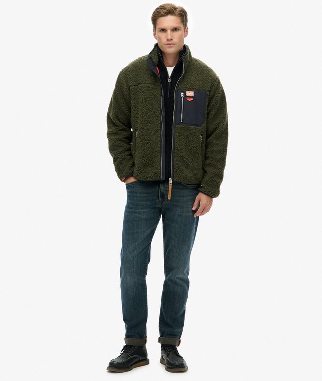 Vintage Retro Borg Fleece-Jacke Vintage Retro Borg Fleece-Jacke