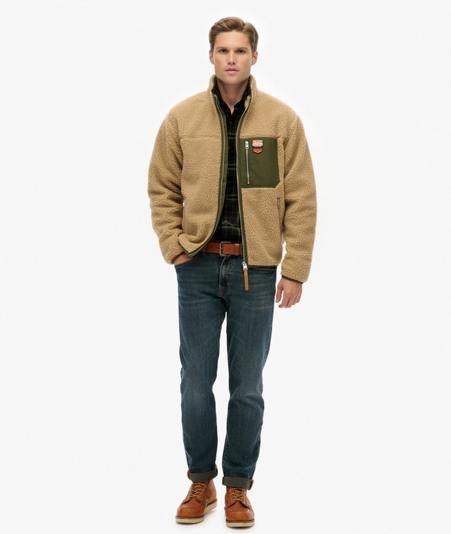 Vintage Retro Borg Fleece-Jacke Vintage Retro Borg Fleece-Jacke