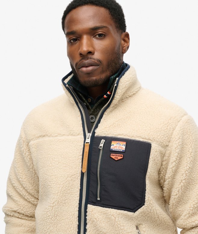 Vintage Retro Borg Fleece-Jacke Vintage Retro Borg Fleece-Jacke