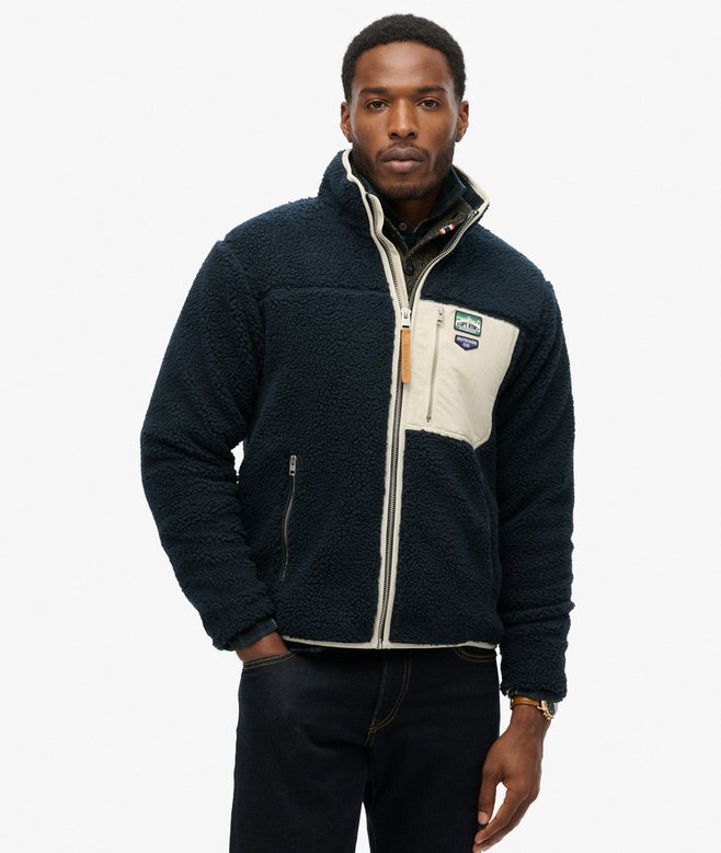 Vintage Retro Borg Fleece-Jacke Vintage Retro Borg Fleece-Jacke