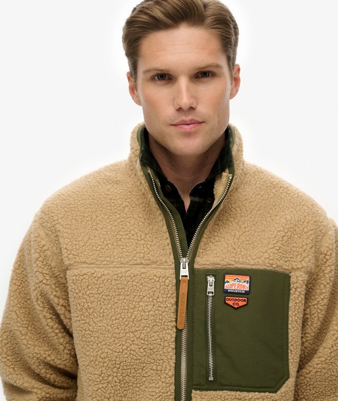 Vintage Retro Borg Fleece-Jacke Vintage Retro Borg Fleece-Jacke
