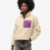 Vintage Retro Fleece-Pullover mit halbem Reißverschluss
