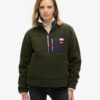 Vintage Retro Fleece-Pullover mit halbem Reißverschluss