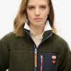 Vintage Retro Fleece-Pullover mit halbem Reißverschluss