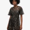 Voluminöses, gestuftes Midi-Kleid aus Mesh